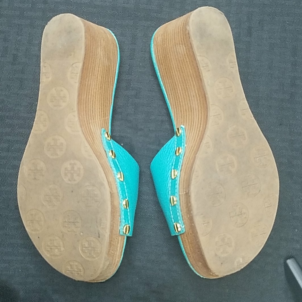 *SOLD* Tory Burch Turquoise Leather Platforms 7.5 - Picture 7 of 7